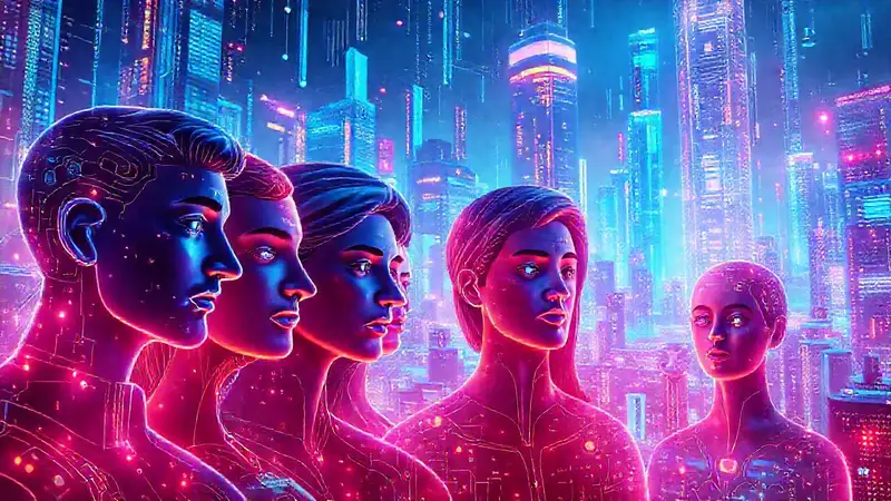Ciudad futurista con inteligencia artificial