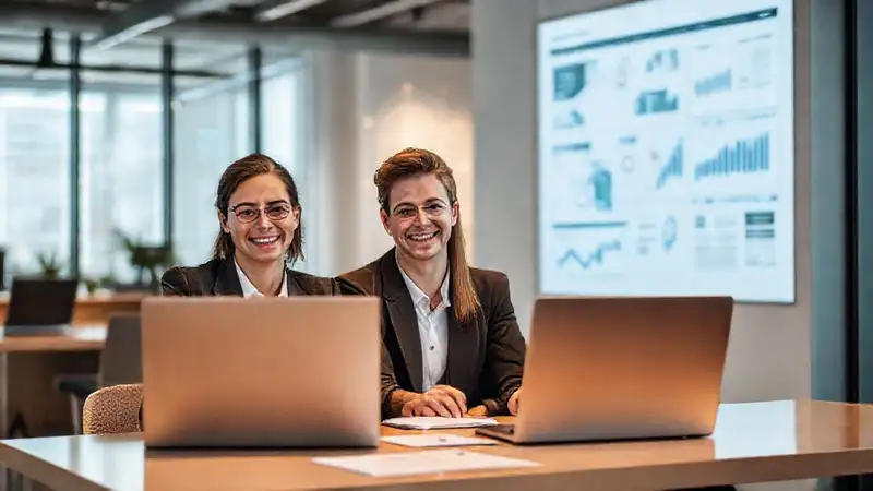 Oficina moderna, datos visuales optimistas