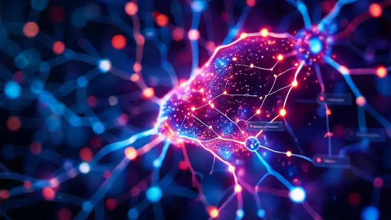 Red neuronal digital, interfaz futurista e informativa