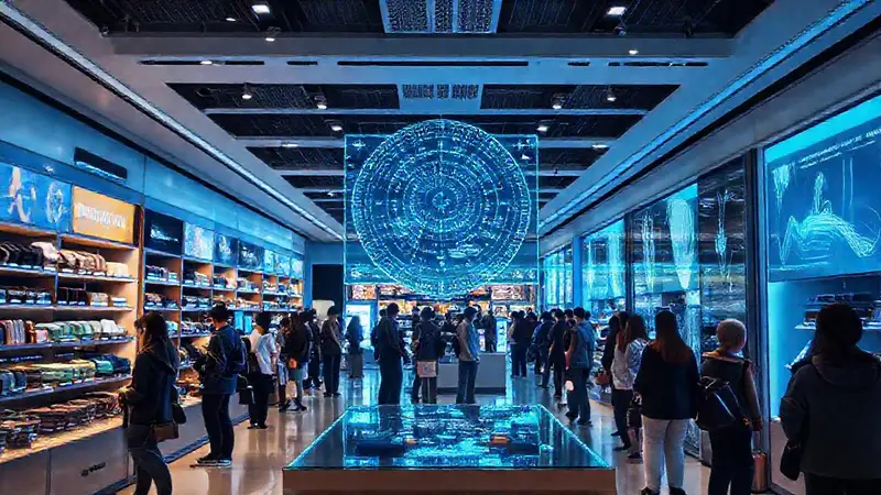 Tienda minorista futurista, tranquila y tecnológica