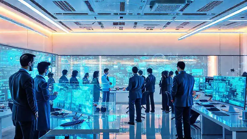 Un espacio de trabajo futurista y colaborativo