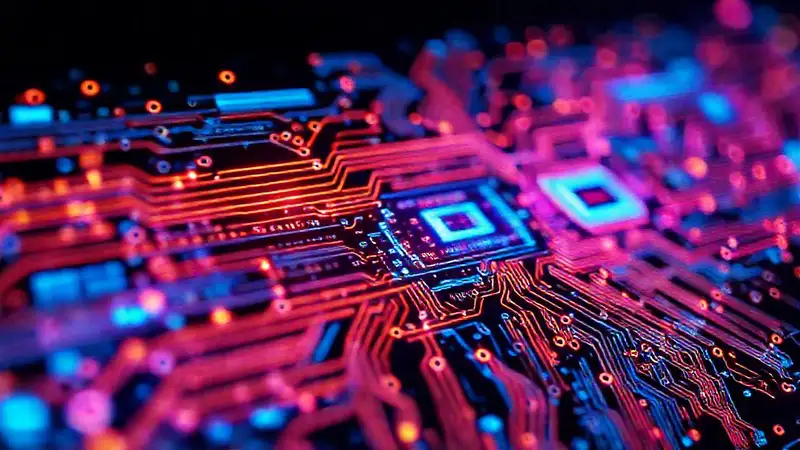 Circuito digital futurista, visualización de datos