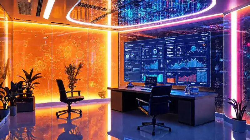 Oficina futurista digital e interactiva