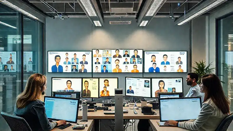 Oficina moderna: usuarios satisfechos y eficientes