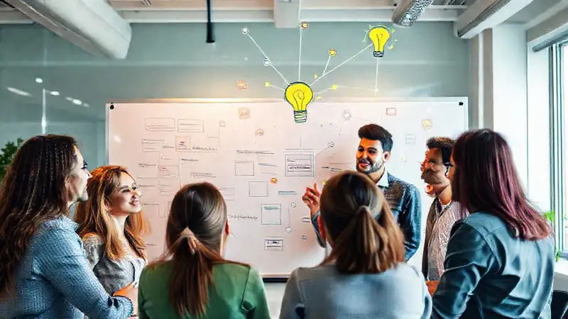 Equipo creativo genera ideas brillantes juntas