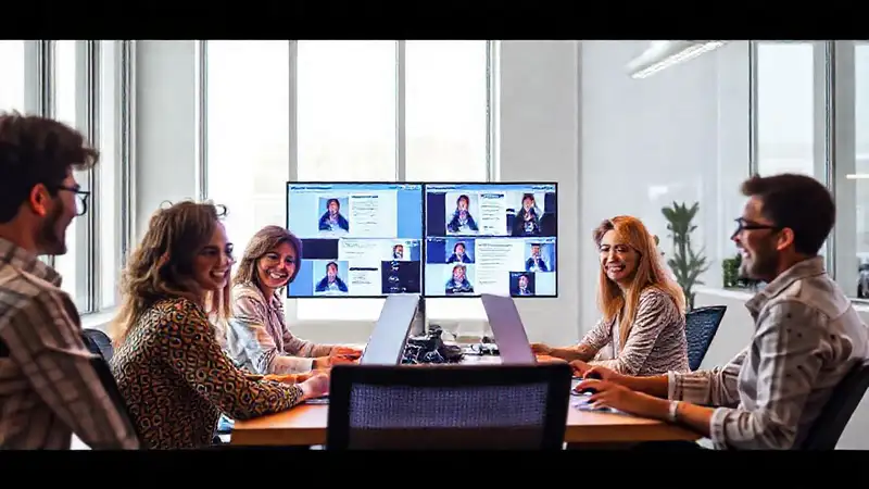 Un equipo feliz trabaja en un espacio moderno