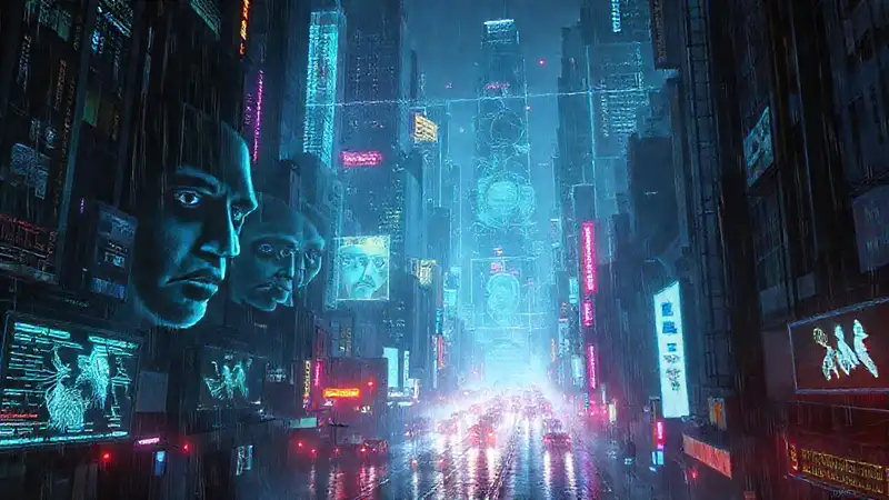 Ciudad cyberpunk distópica