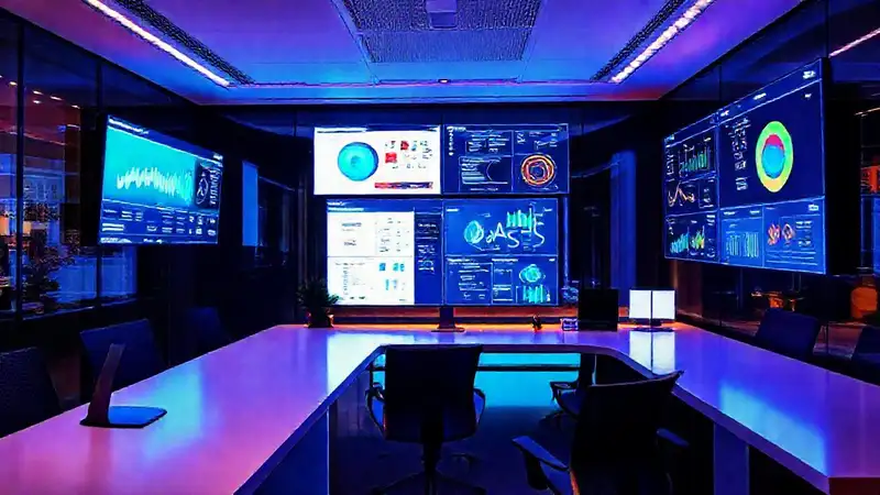 Oficina digital moderna con análisis de datos