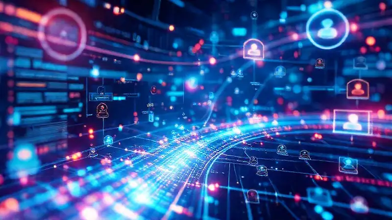 Interfaz digital futurista y vibrante