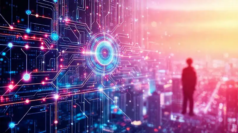 Redes digitales futuristas brillan intensamente