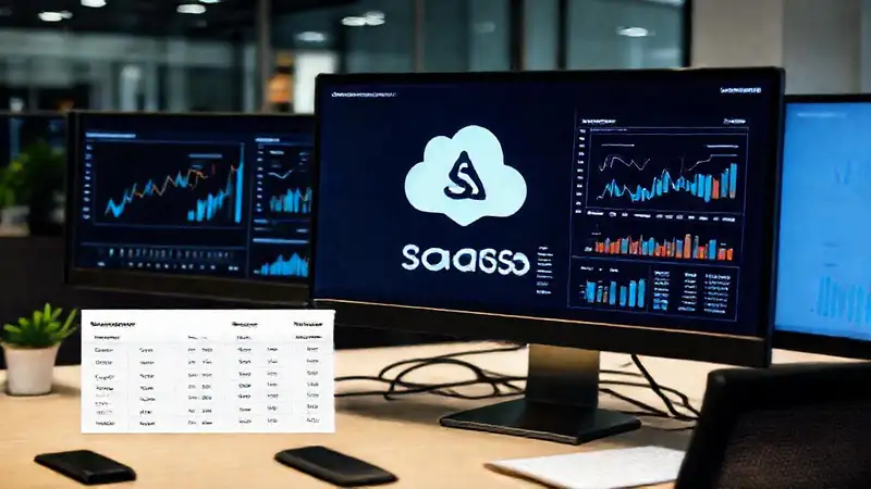 Oficina moderna presenta datos financieros digitales