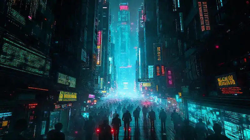 Ciudad cyberpunk digital