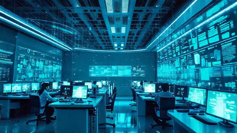 Un centro de llamadas futurista y sereno