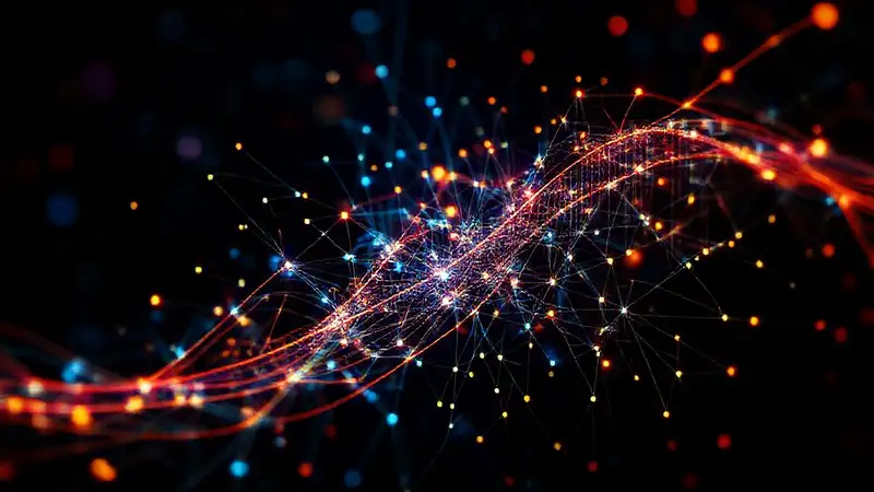 Arte digital futurista representa datos complejos