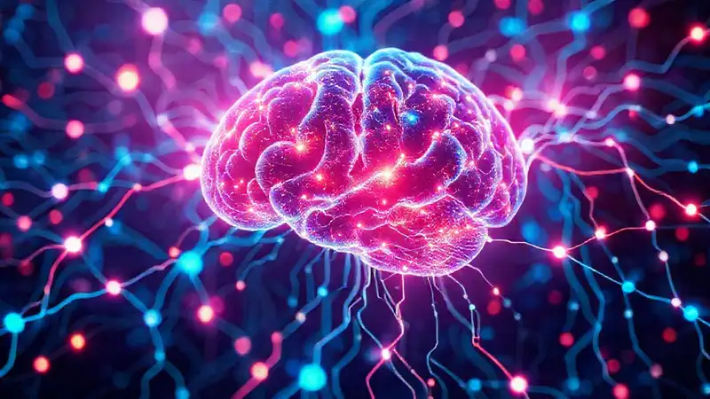 Red neuronal brillante, interfaz futurista digital