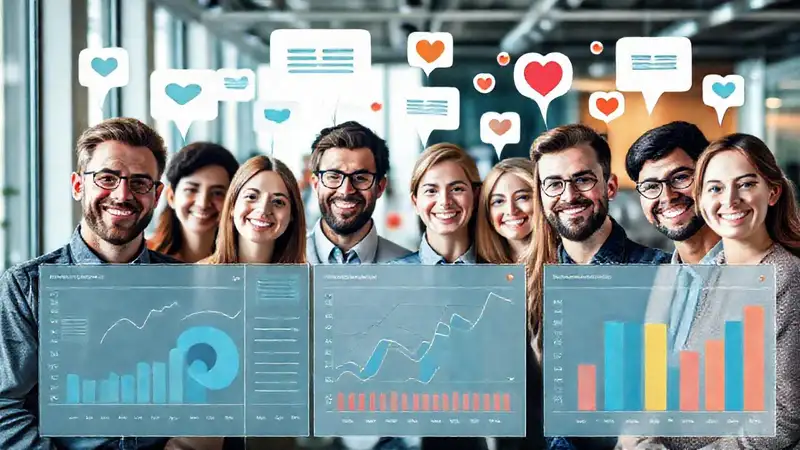 Clientes satisfechos visualizan datos con éxito