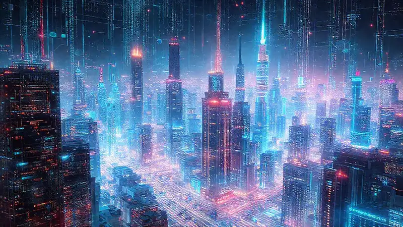 Una ciudad futurista reluce con tecnología