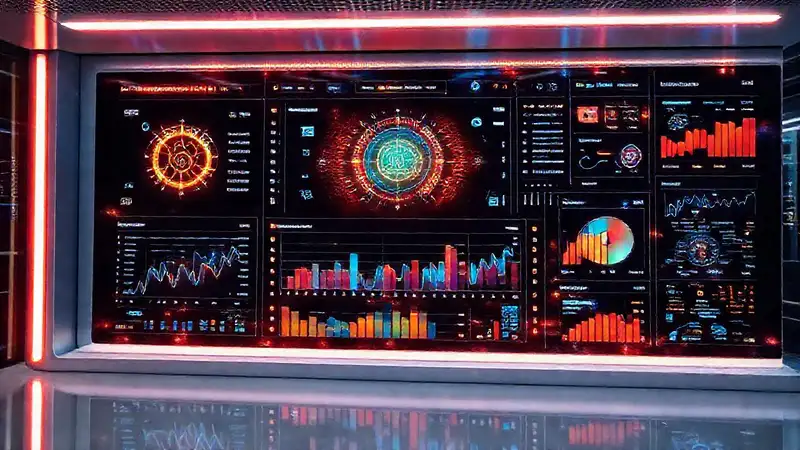 Un panel futurista muestra datos dinámicos