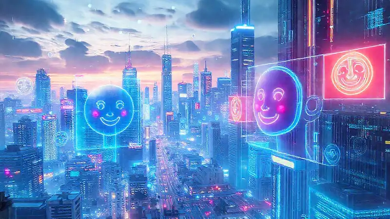 Una ciudad futurista y optimista digital