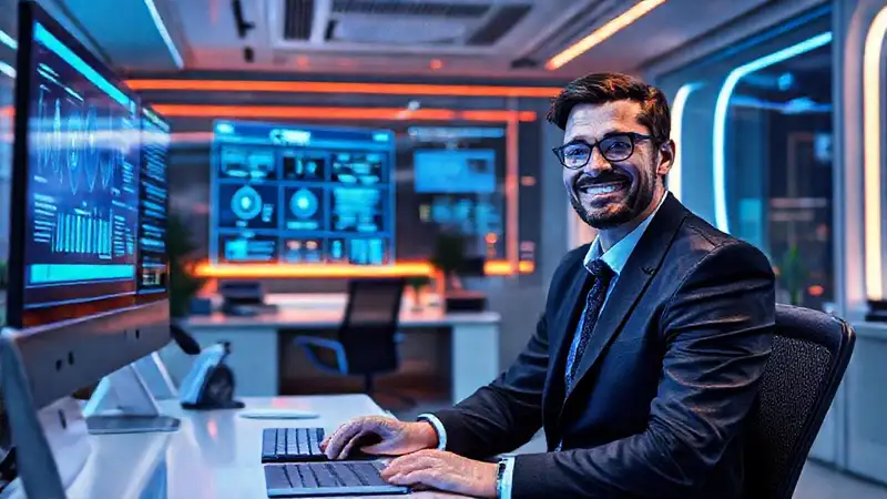 Oficina futurista, digital y profesional