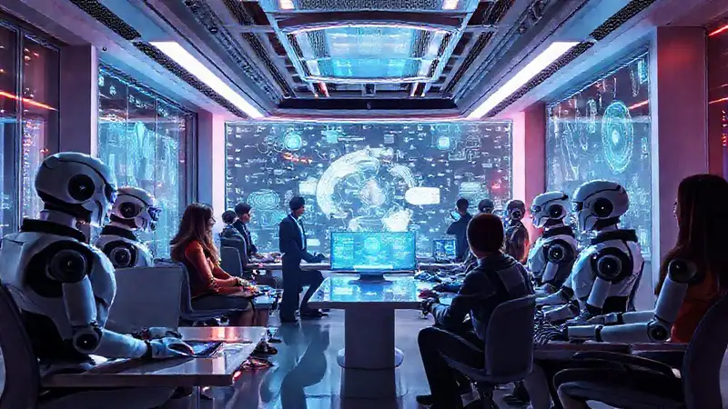 Oficina futurista: colaboración digital y optimismo