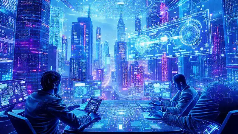 Ciudad futurista analiza datos estratégicamente