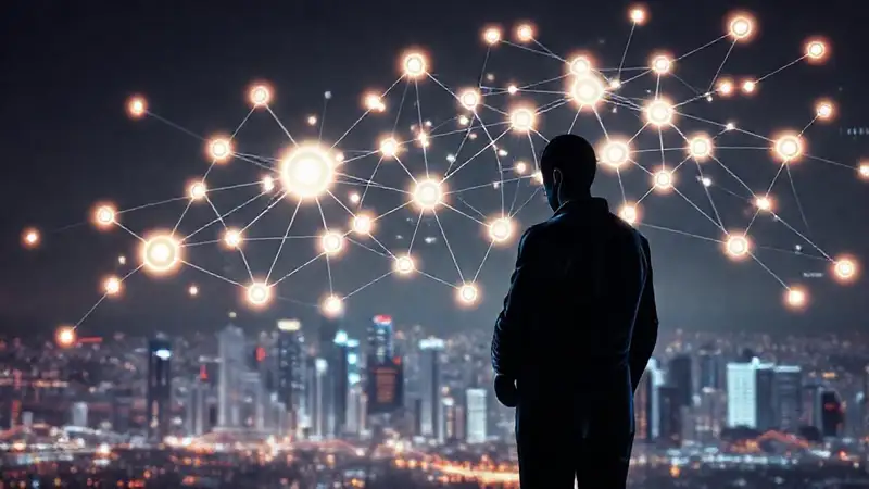 Redes de datos analíticas futuristas brillan