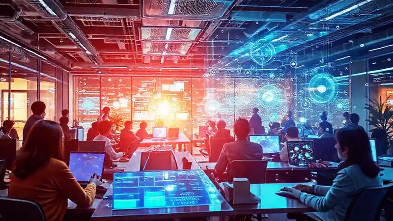 Oficina futurista, colaboración y datos inteligentes