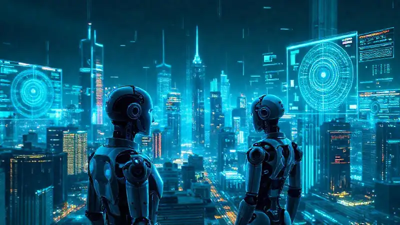Ciudad futurista con IA y datos