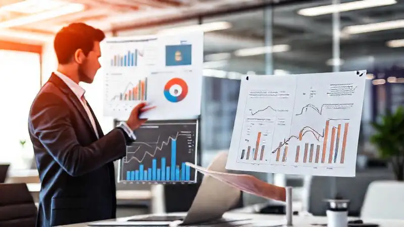 Gráficos empresariales evalúan el rendimiento profesional