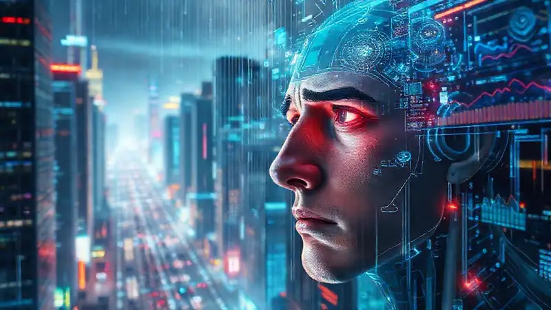 Ciudad futurista analiza datos holográficos y humanos
