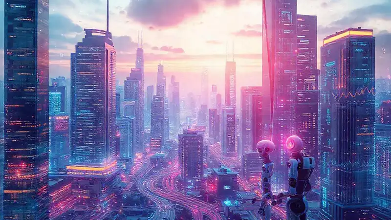 Ciudad futurista: datos, robots y optimismo