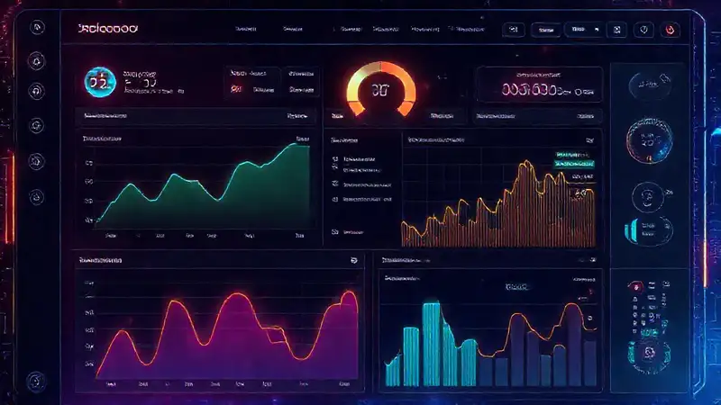 Panel futurista analiza datos visualmente