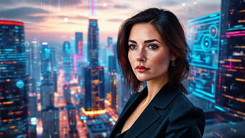 Ciudad futurista con tecnología avanzada
