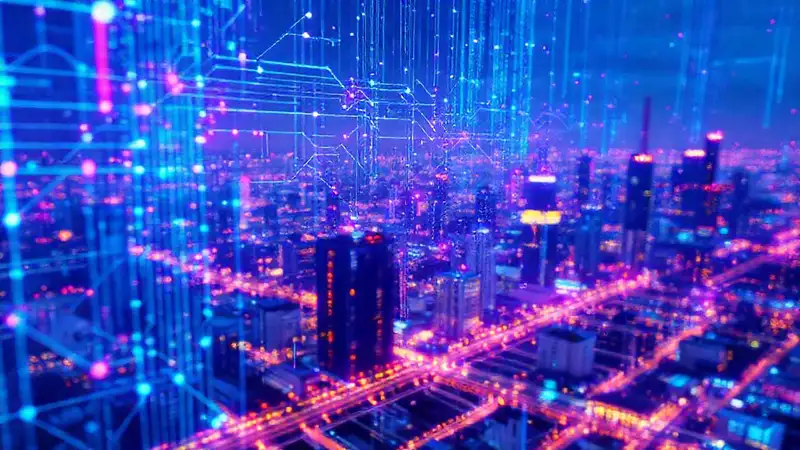 Redes neuronales futuristas visualizan datos analíticos