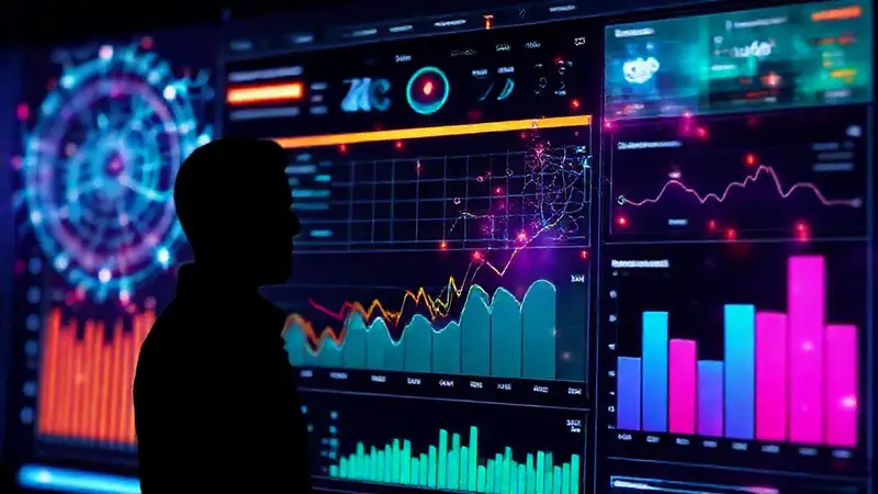 Interfaz futurista visualiza datos y ventas