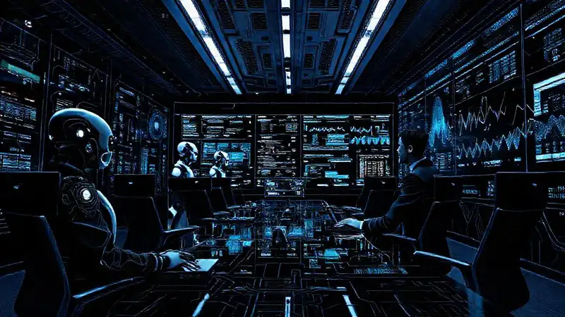 Oficina futurista, tecnología y eficiencia audaces
