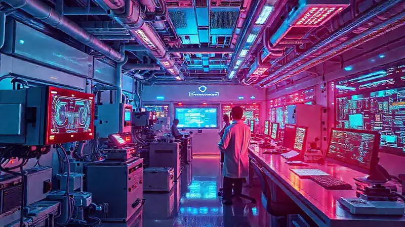 Laboratorio futurista de alta tecnología