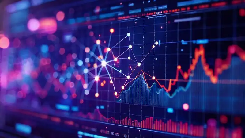 Visualizaciones de datos futuristas e interconectadas