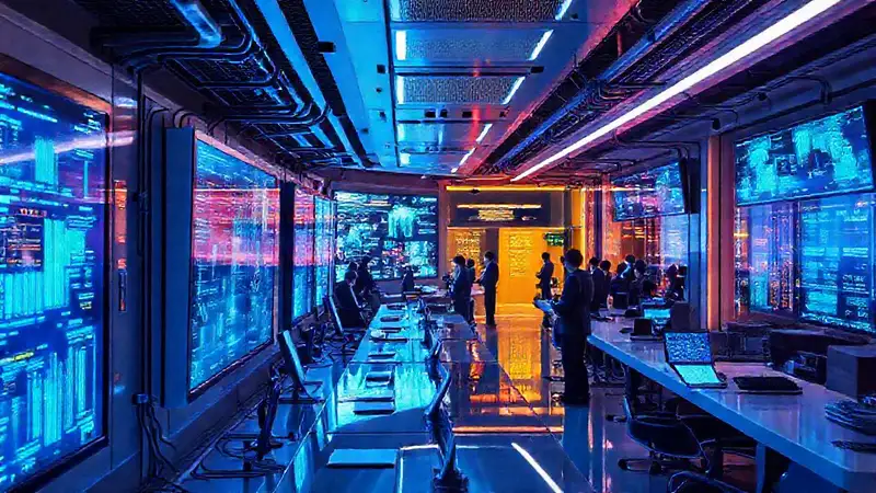 Oficina futurista: tecnología y eficiencia vibrantes