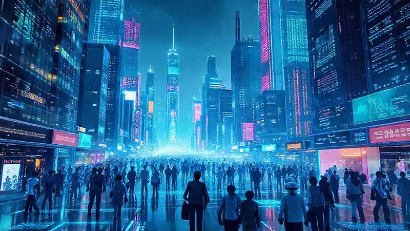 Una ciudad futurista brilla con optimismo