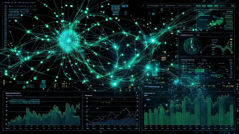 Visualizaciones de datos futuristas y complejas