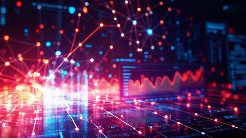Una interfaz de IA visualiza datos futuristas