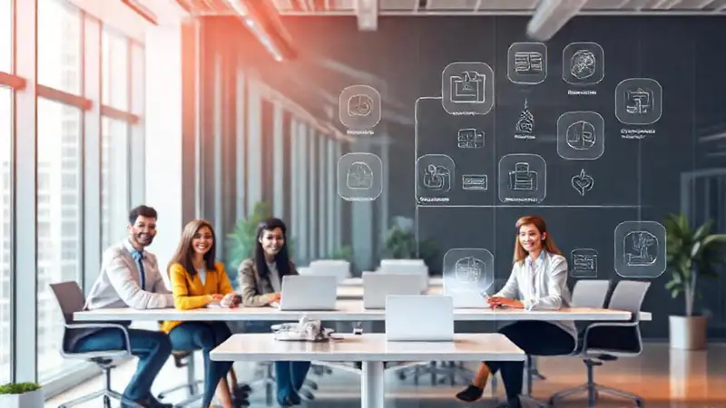 Oficina moderna: equipo diverso e intuitiva