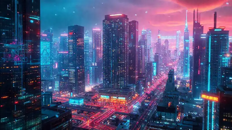 Ciudad futurista holográfica