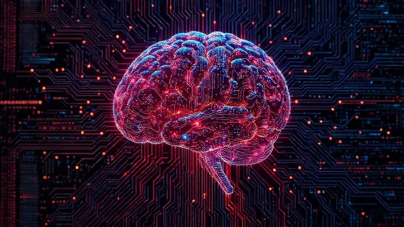 Un cerebro digital futurista y vibrante