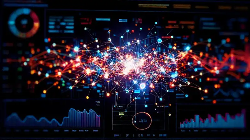 Panel de datos analíticos futurista y vibrante