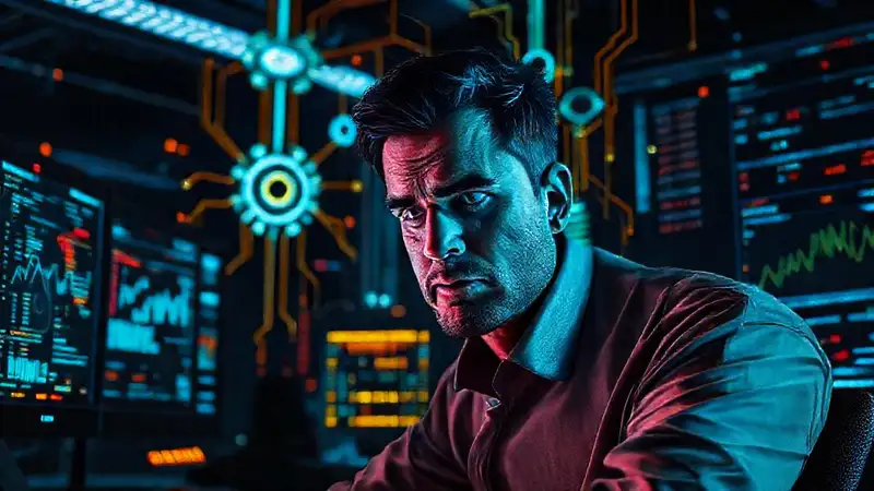 Oficina futurista: datos abruman al empleado