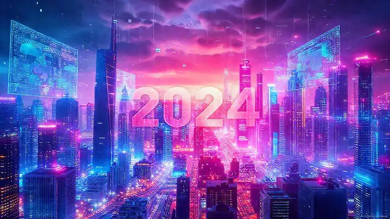 Ciudad futurista digital, vibrante y dinámica