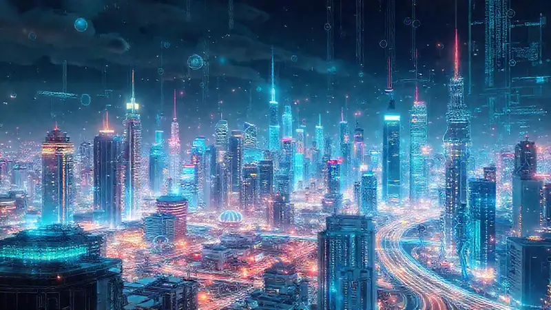 Ciudad futurista, tecnología y diversidad avanzadas